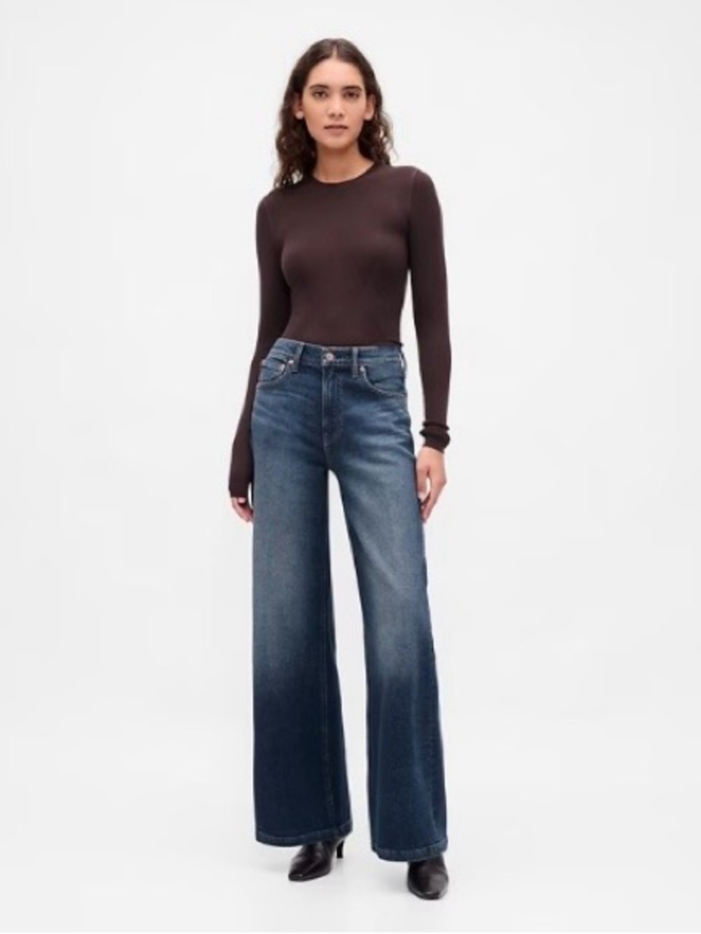 Gap High Rise Stride Wide-Leg Jeans, Vintage Tint, Size 26 P